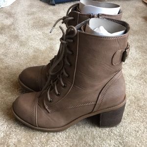 Tan combat heel boots